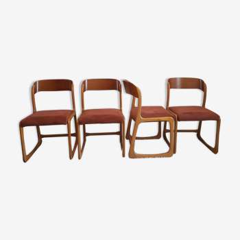 Suite of 4 chairs sleds Baumann, 1960s
