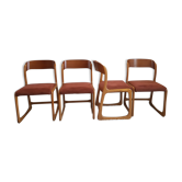 Suite of 4 chairs sleds Baumann, 1960s