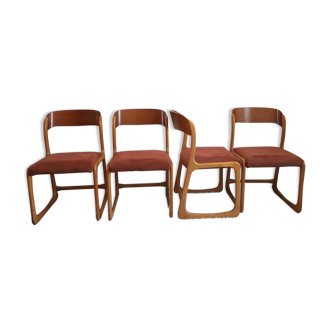 Suite of 4 chairs sleds Baumann, 1960s