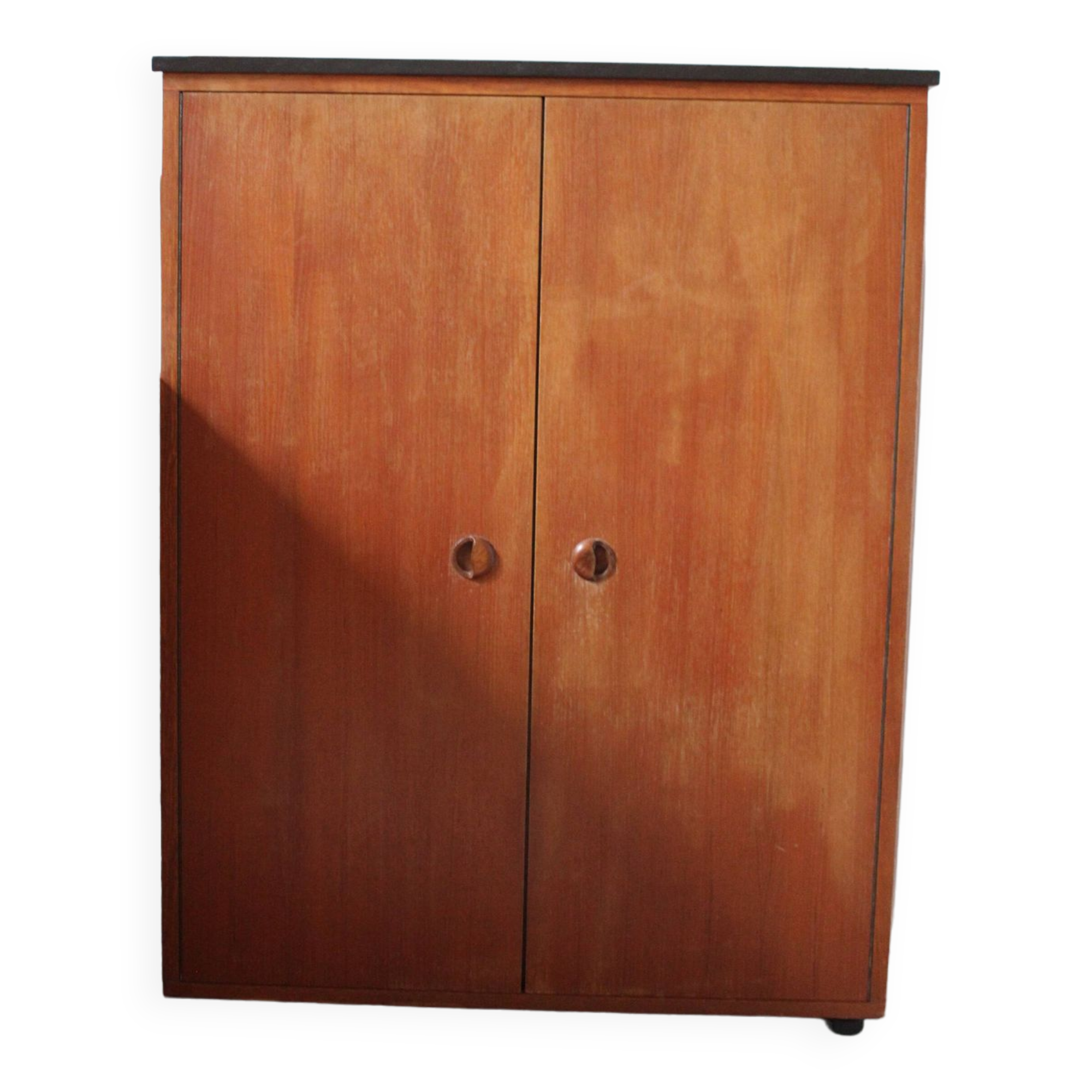 Teak-plated vintage sideboard body - France furniture - 60s