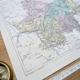 Saône-et-Loire, old map, printed in 1883.