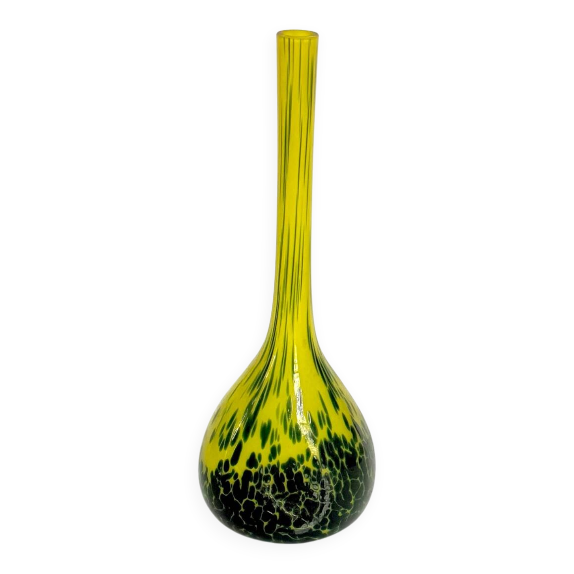 Vase / Soliflore en pâte de verre jaune – Début XXe