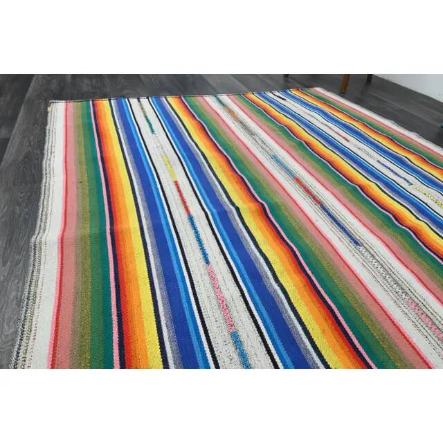 Tapis vintage turc Oushak fait à la main en laine et coton, années 1970