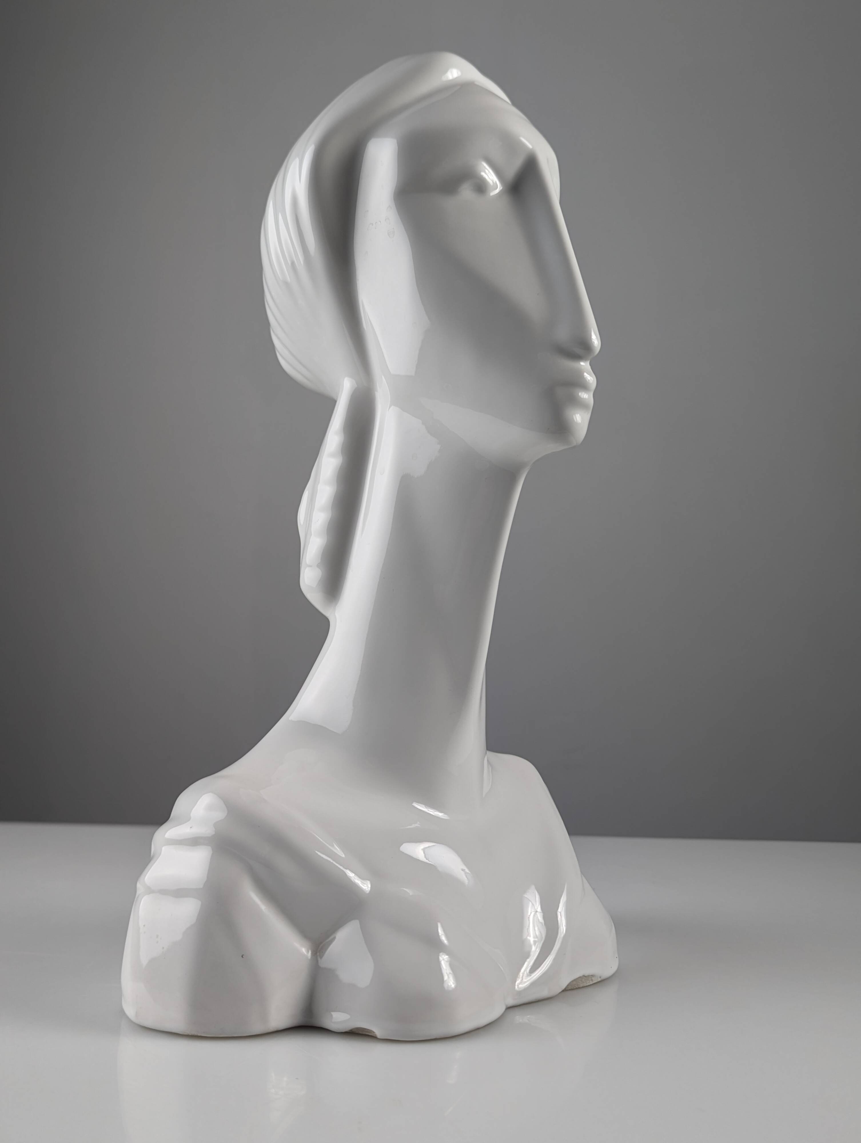 Art Deco Style Ceramic Woman Bust