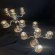 2 candlesticks, candelabras, silver metal, 5 flames, 37 cm