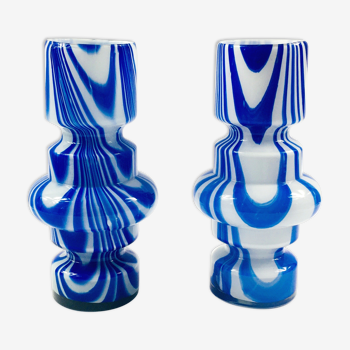 Pair of Pop Art Murano Glass Vases by Carlo Moretti, Italy, 1970s