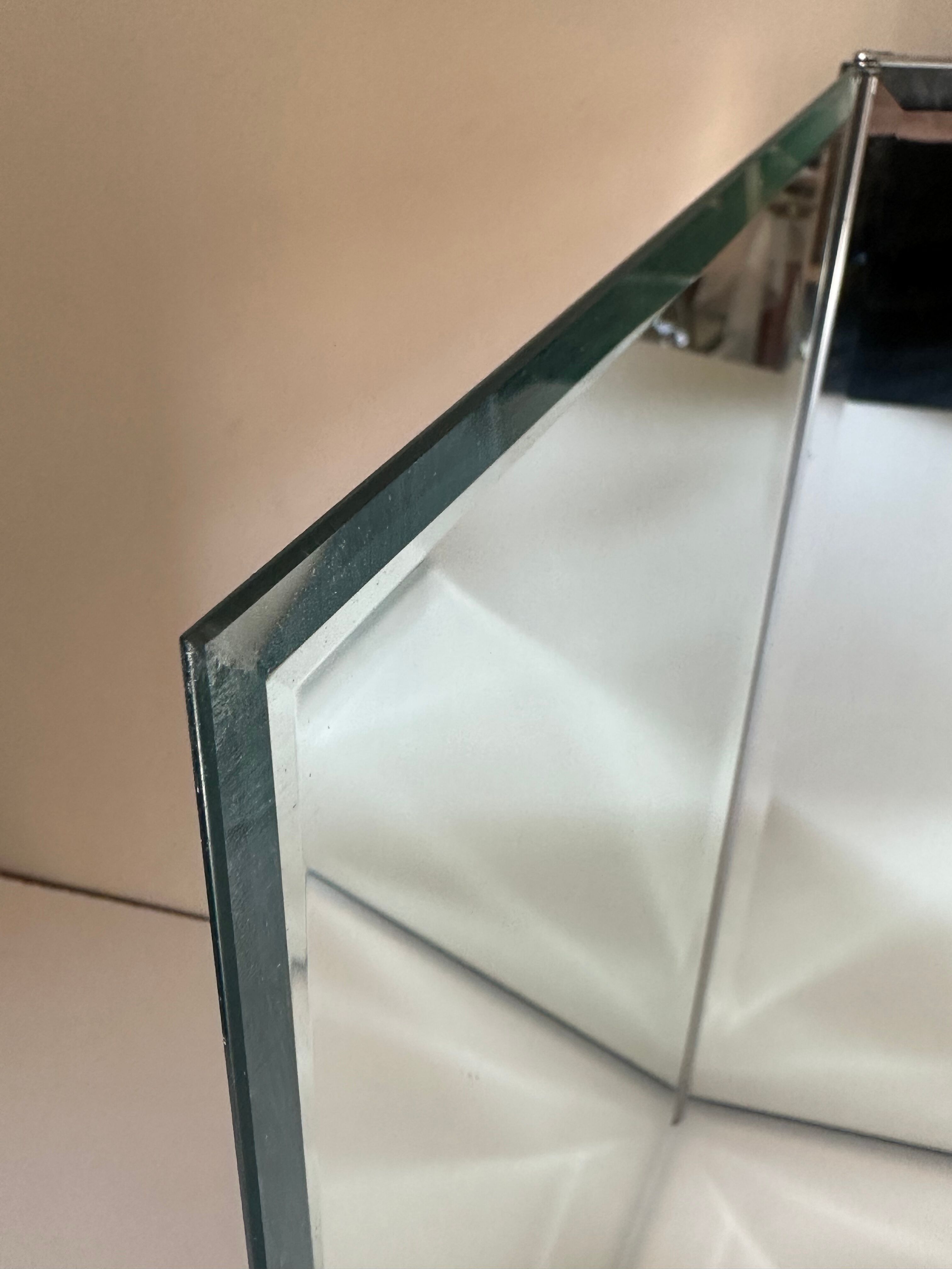 Modernist triptych mirror vintage design 70s