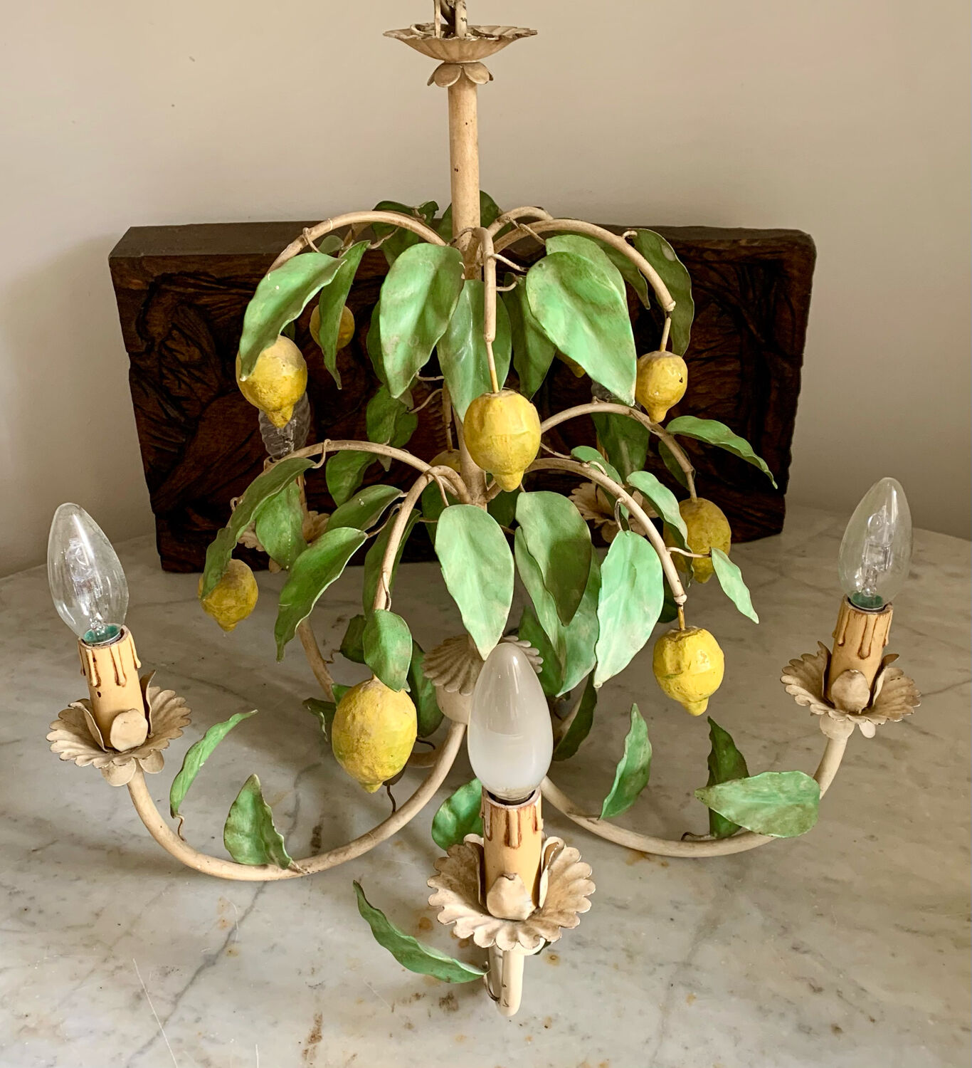 Painted metal chandelier