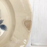 Set of 20 Digoin soup plates, blue rose patterns