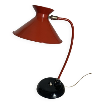 Lampe vintage 1960 bureau diabolo rouge cardinal - 45 cm