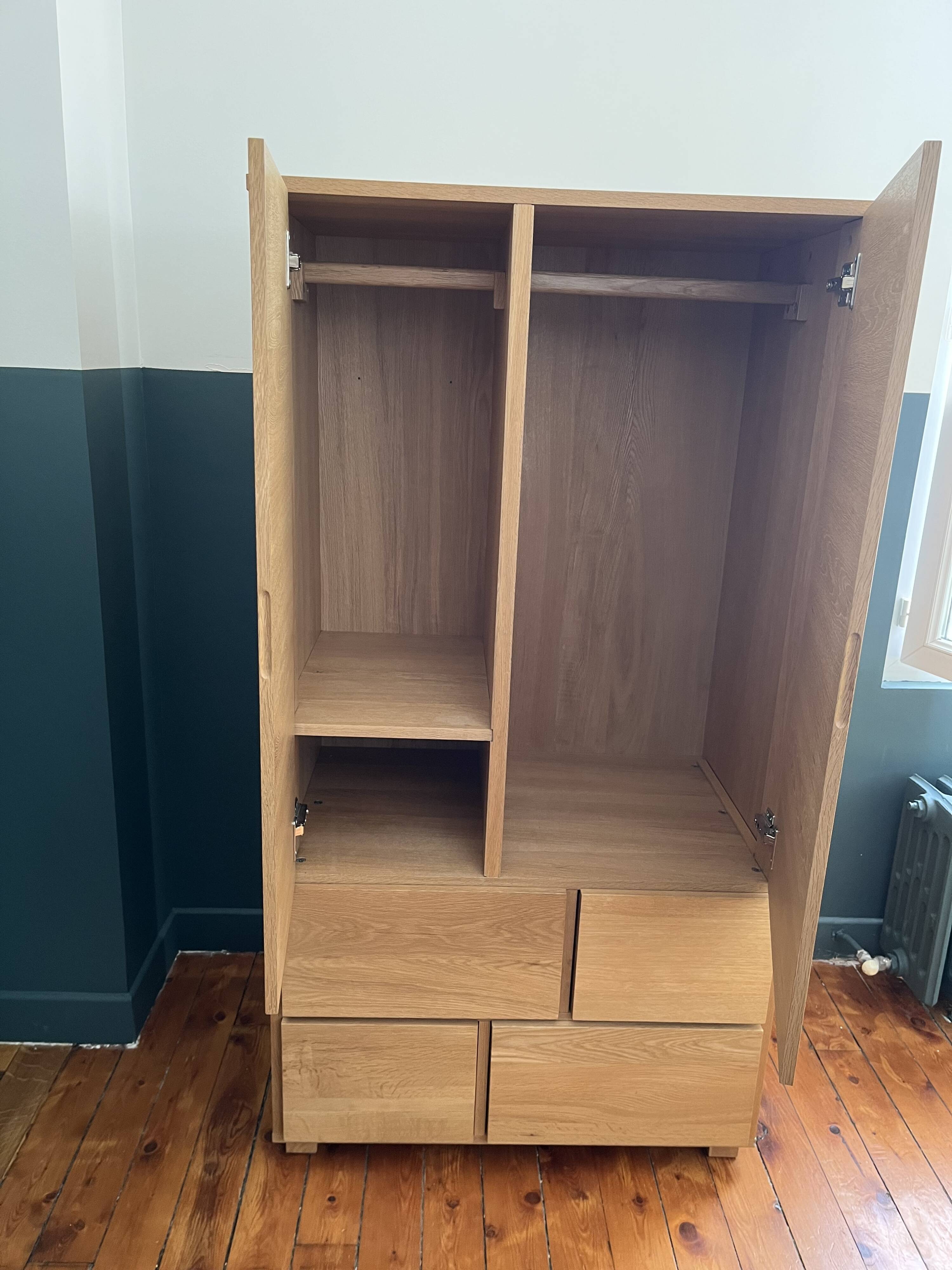 Natural solid oak children's wardrobe