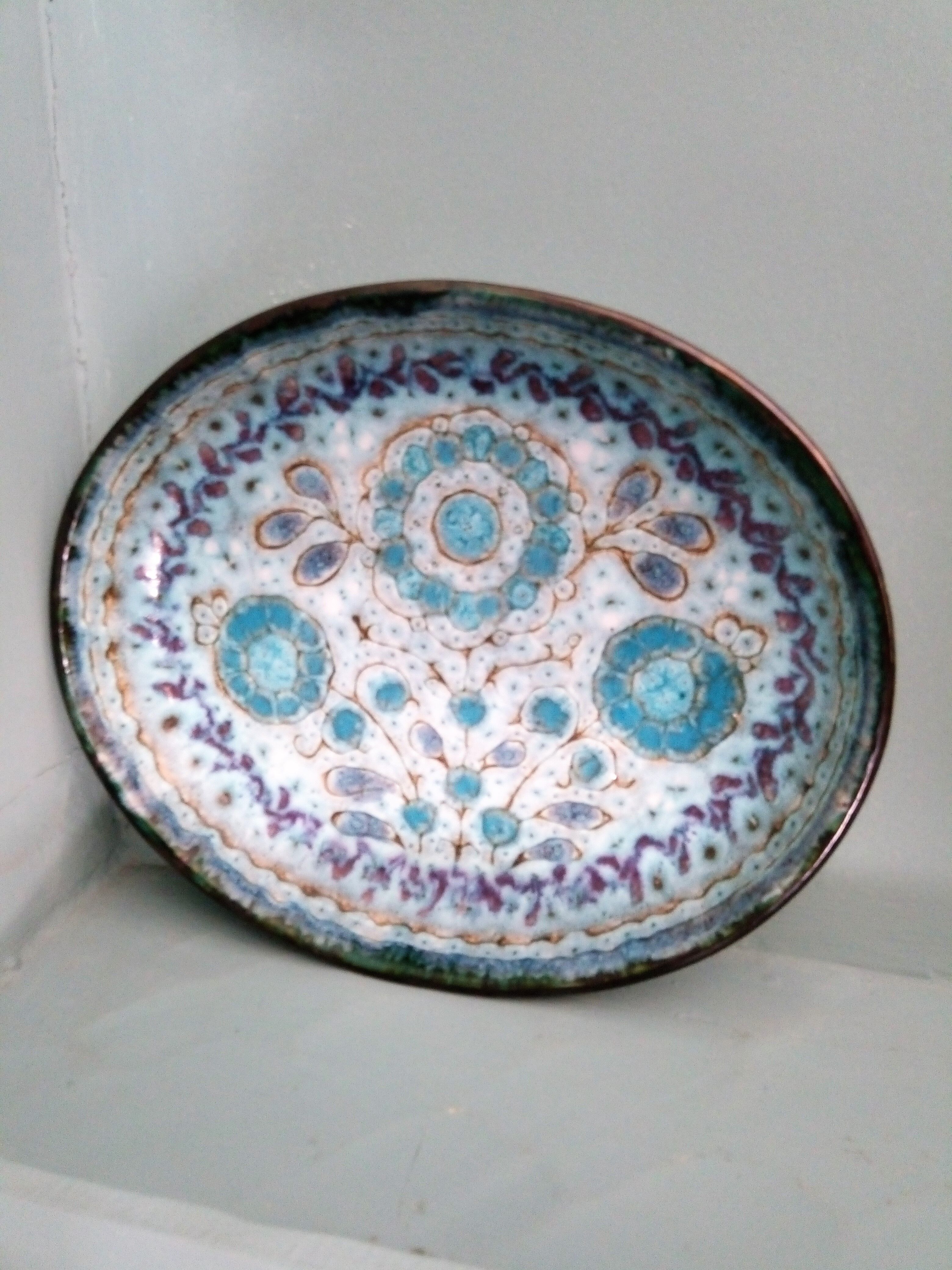 Dish from the 70s enamelled ceramic