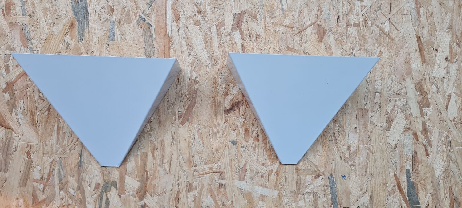 Pair of triangular lacquered metal sconces
