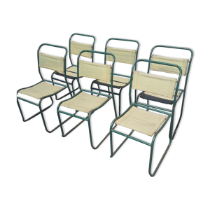 Serie de 6 chaises militaires - empilables