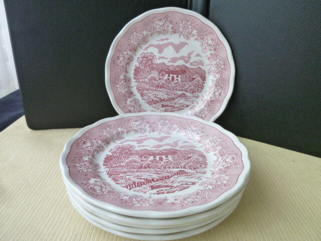 Set of 6 dessert plates in Porcelain N.Fontebasso Swiss Landscape