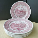 Set of 6 dessert plates in Porcelain N.Fontebasso Swiss Landscape