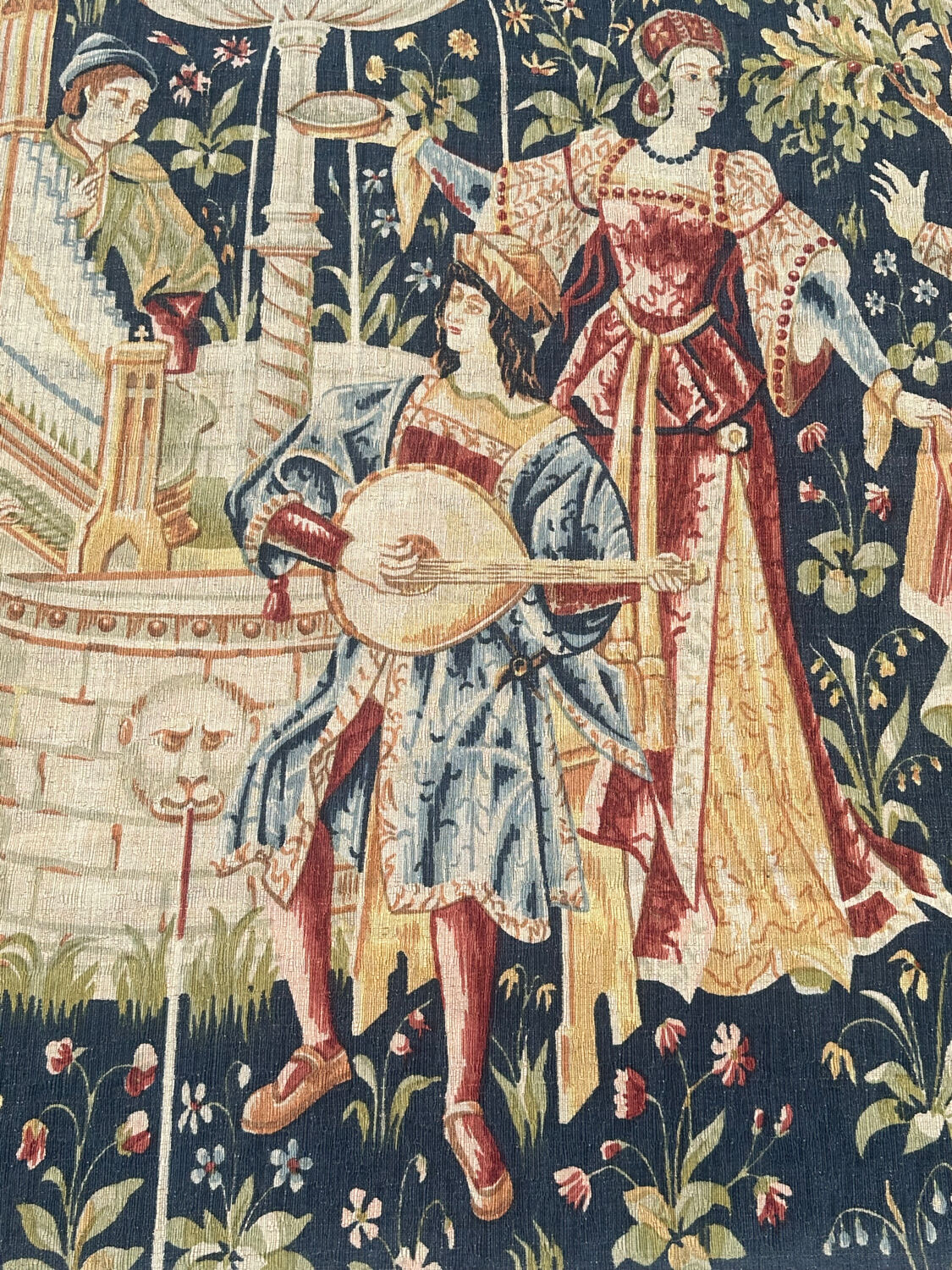 Hand-screen printed tapestry "concert of fountains"