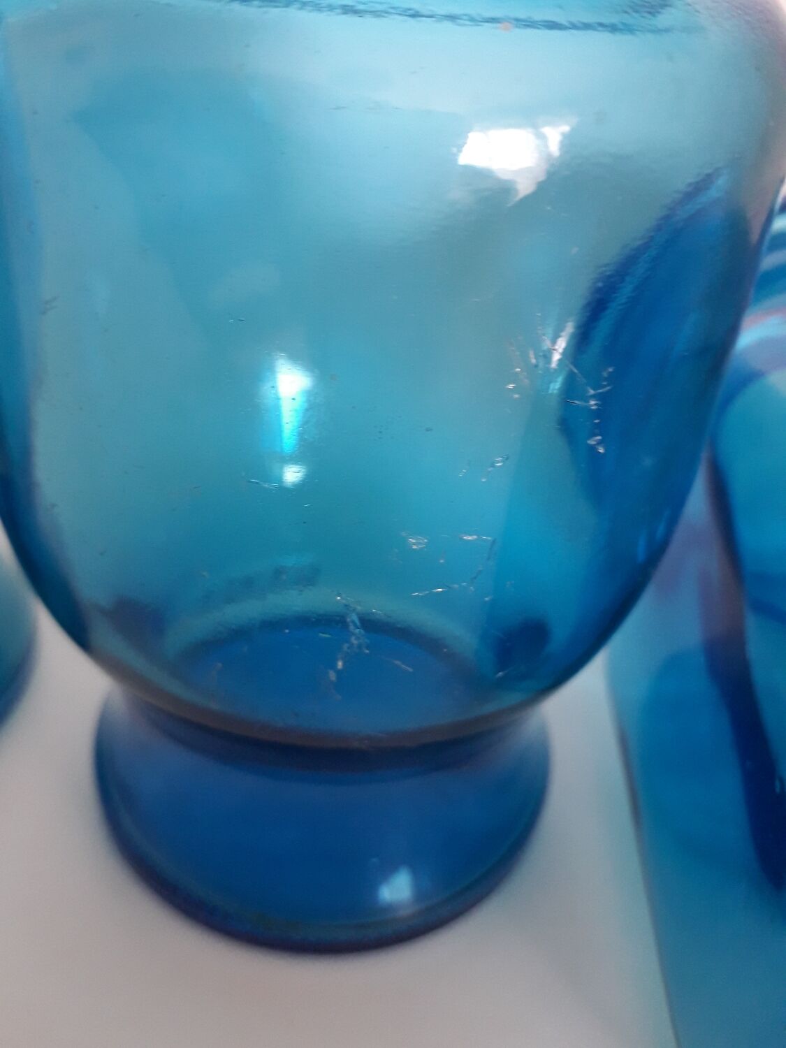 Set of blue glass jars
