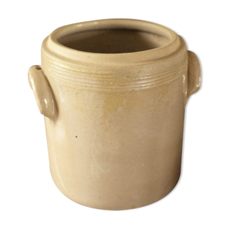Pot glazed glazed beige right gray two handles