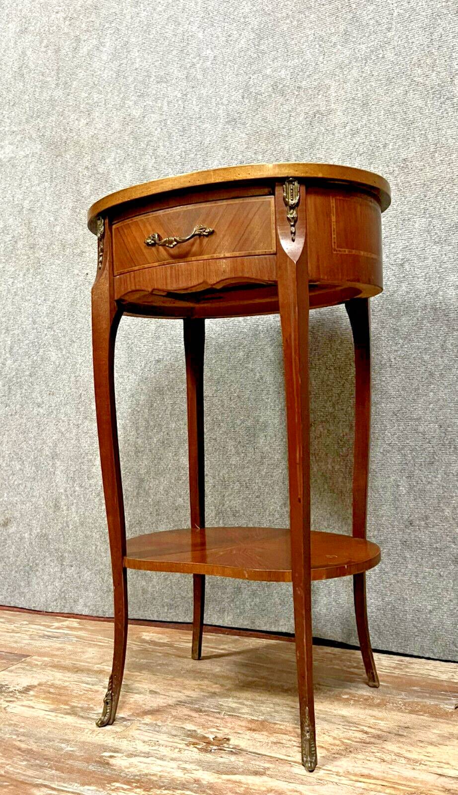 Louis XV style ceremonial marquetry drum table / circa 1920