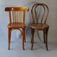 Set of 36 mismatched Bistrot chairs, 1920 to 1950, wooden seats.