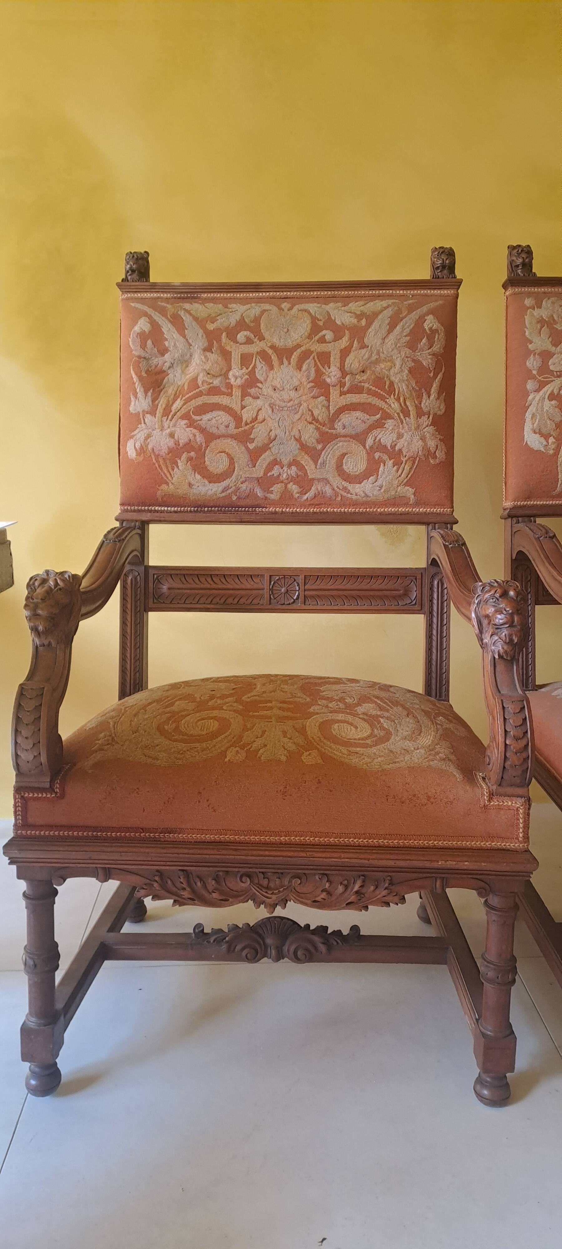 Antique lion head armchair