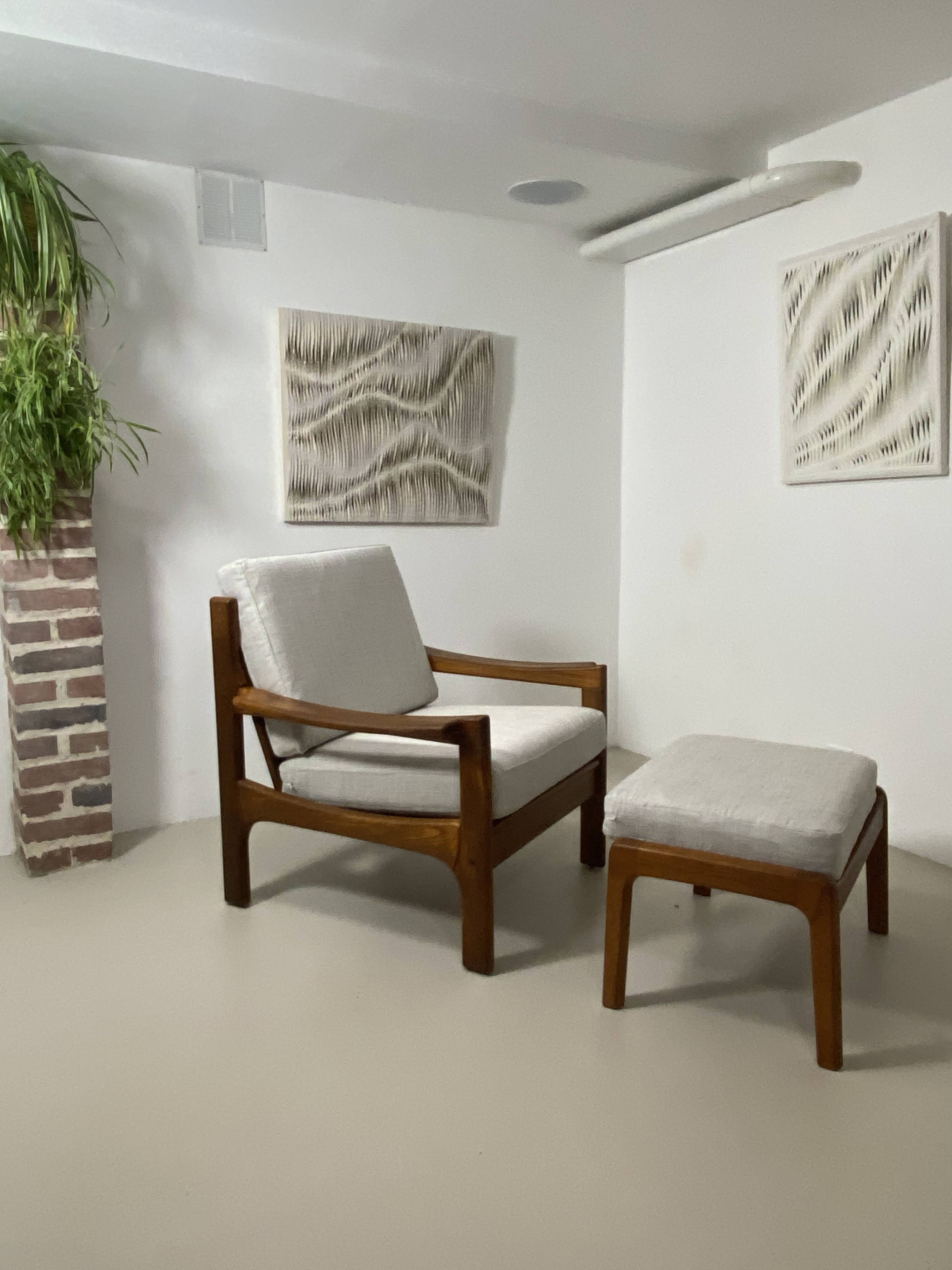 Danish teak armchair and ottoman, 1960s