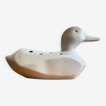 Vase pique-fleurs canard céramique annees 80