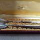 Silver-plated metal salad serving spoons in their vintage case