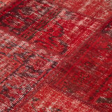 Handwoven Anatolian Contemporary 171 cm x 245 cm Red Patchwork Carpet