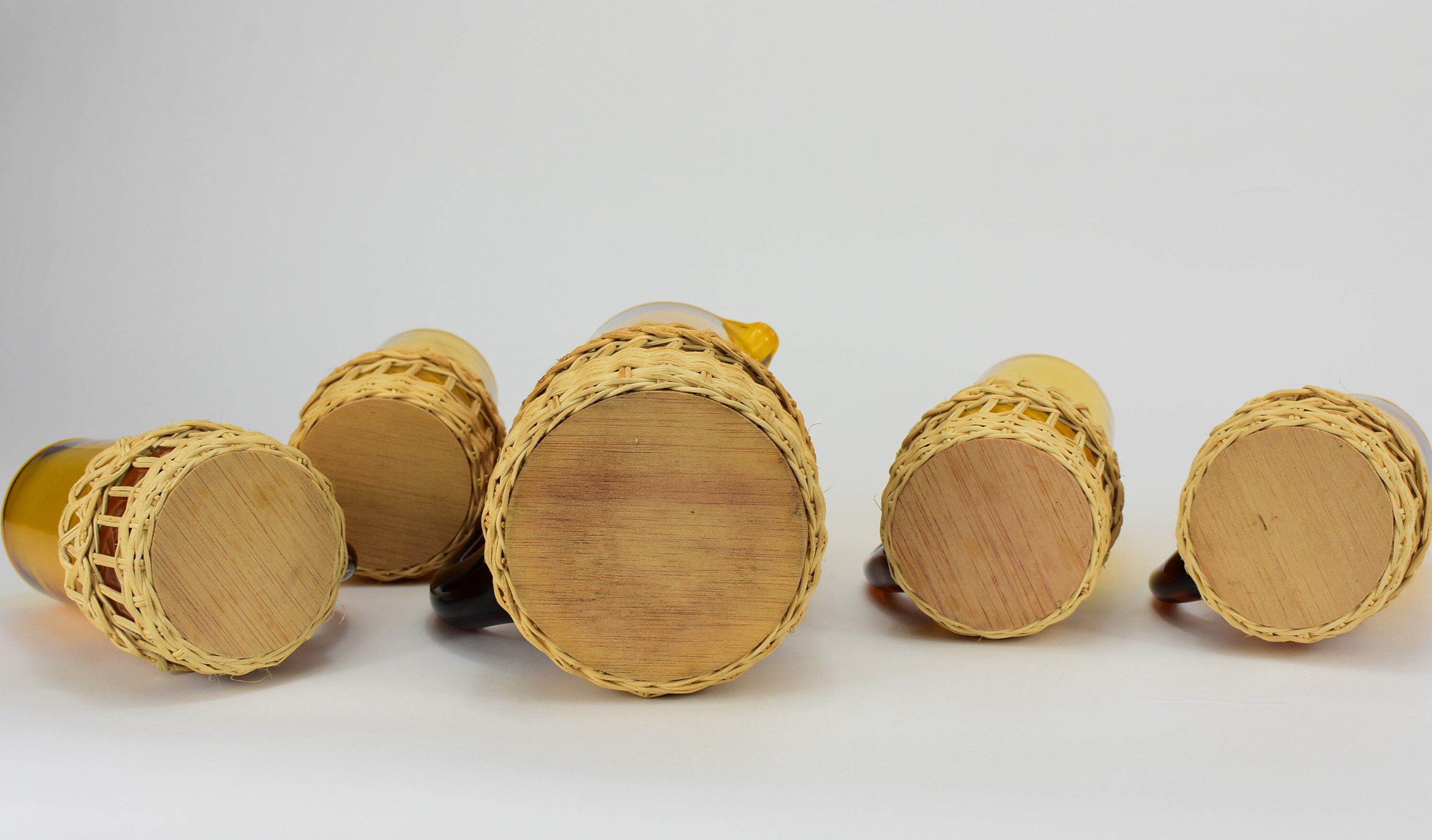 Vintage orangeade glass and rattan set