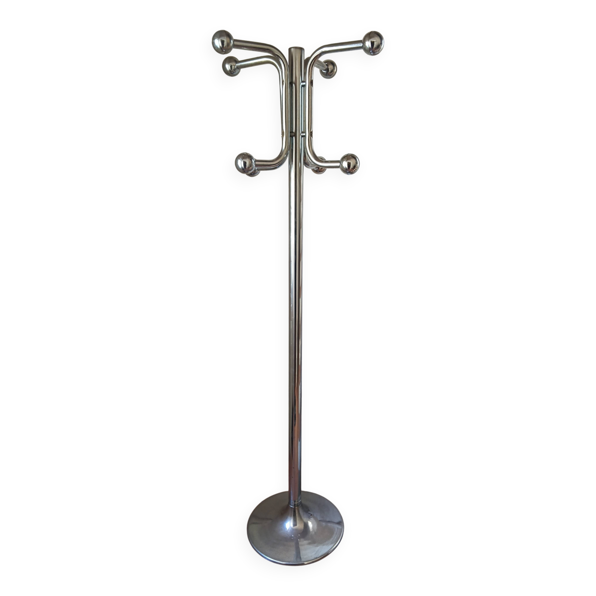 Vintage chrome metal coat rack space age 70s