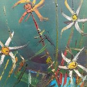 Painting on canvas by Robert Martin, "Flowers", 1975