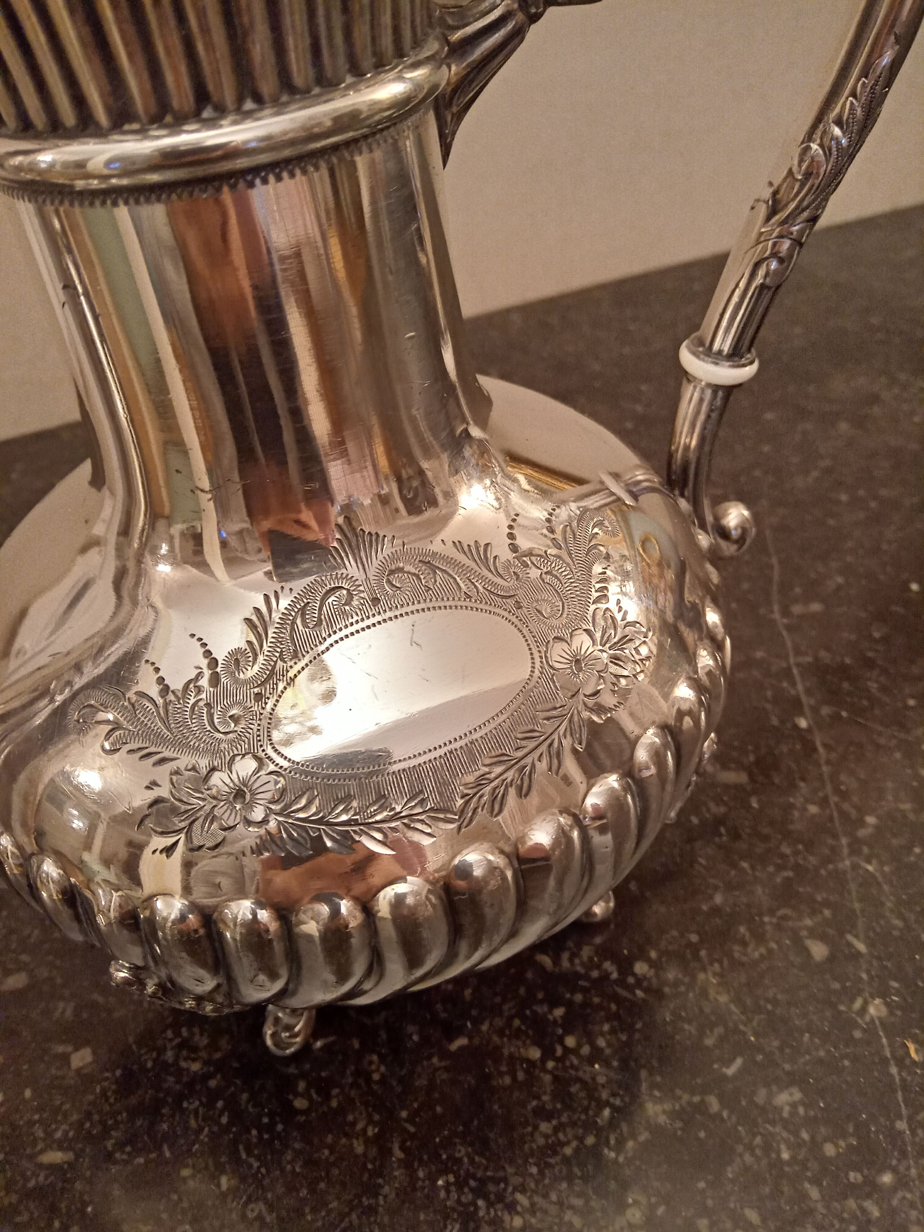 Silver metal teapot