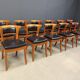 Set of 12 Cherry wood dining chairs by Leon Krier Model Sella Media by Gior