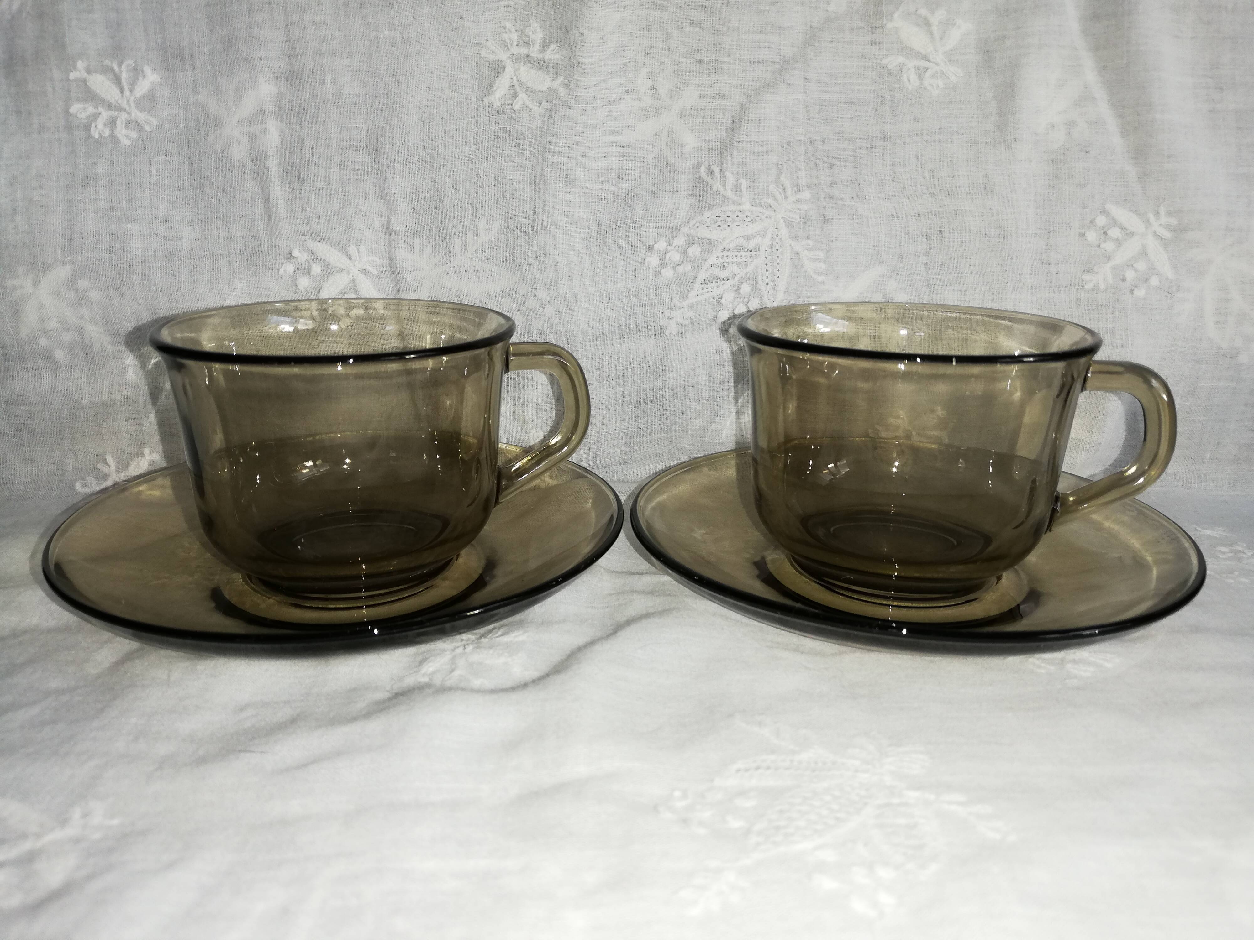 Arcoroc smoked glass coffee service