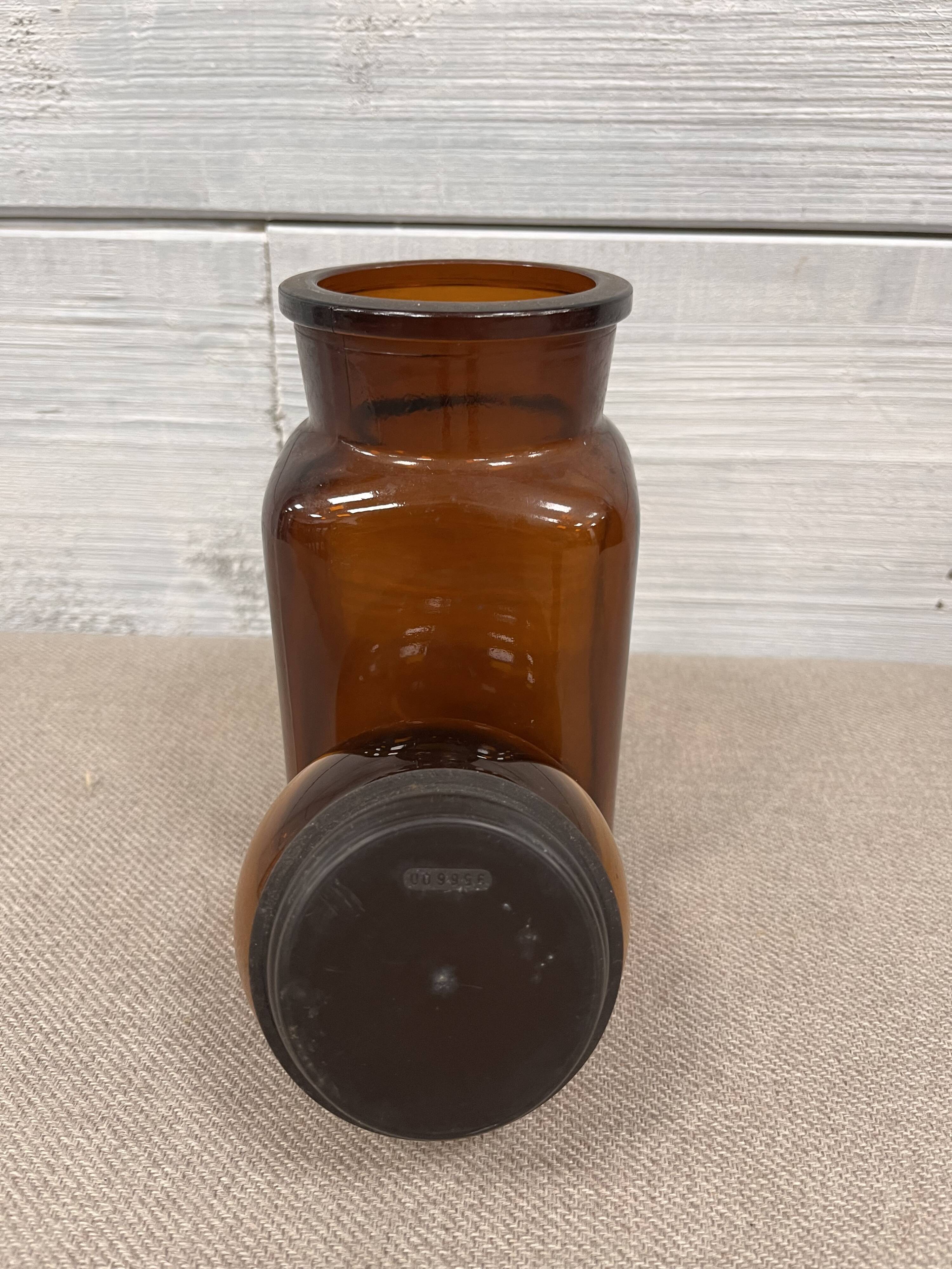 Vintage amber glass apothecary jar
