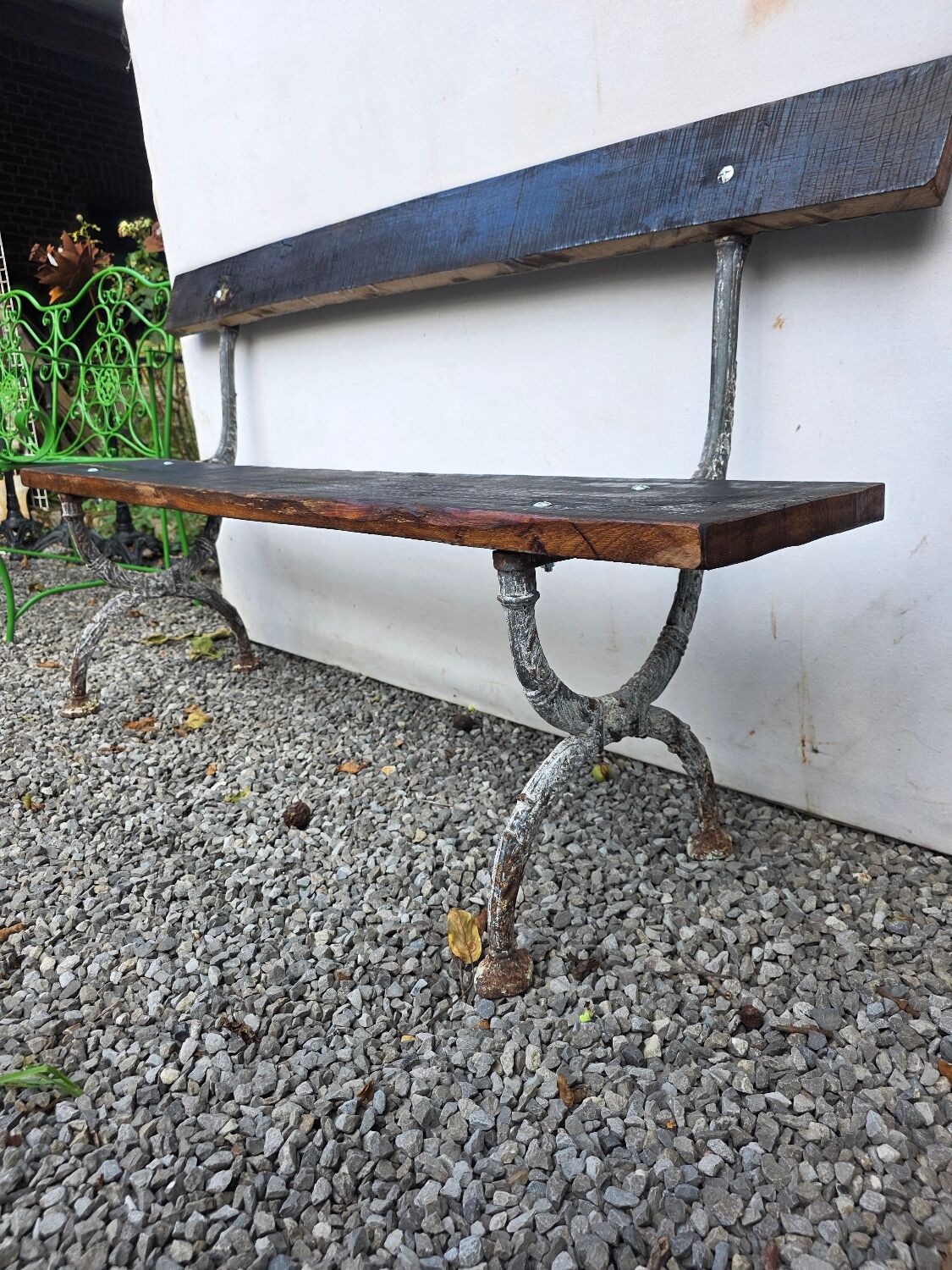 Cast iron and oak garden bench