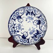 Set of 6 dessert plates in ironstone "Flora" – Creil et Montereau, 19th century, blue