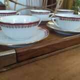 6 Pillivuyt pink and gold porcelain coffee cups