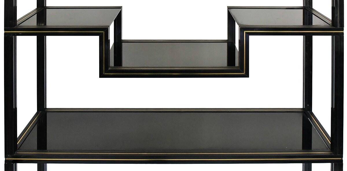 1970s black lacquered metal shelf by Pierre Vandel Paris