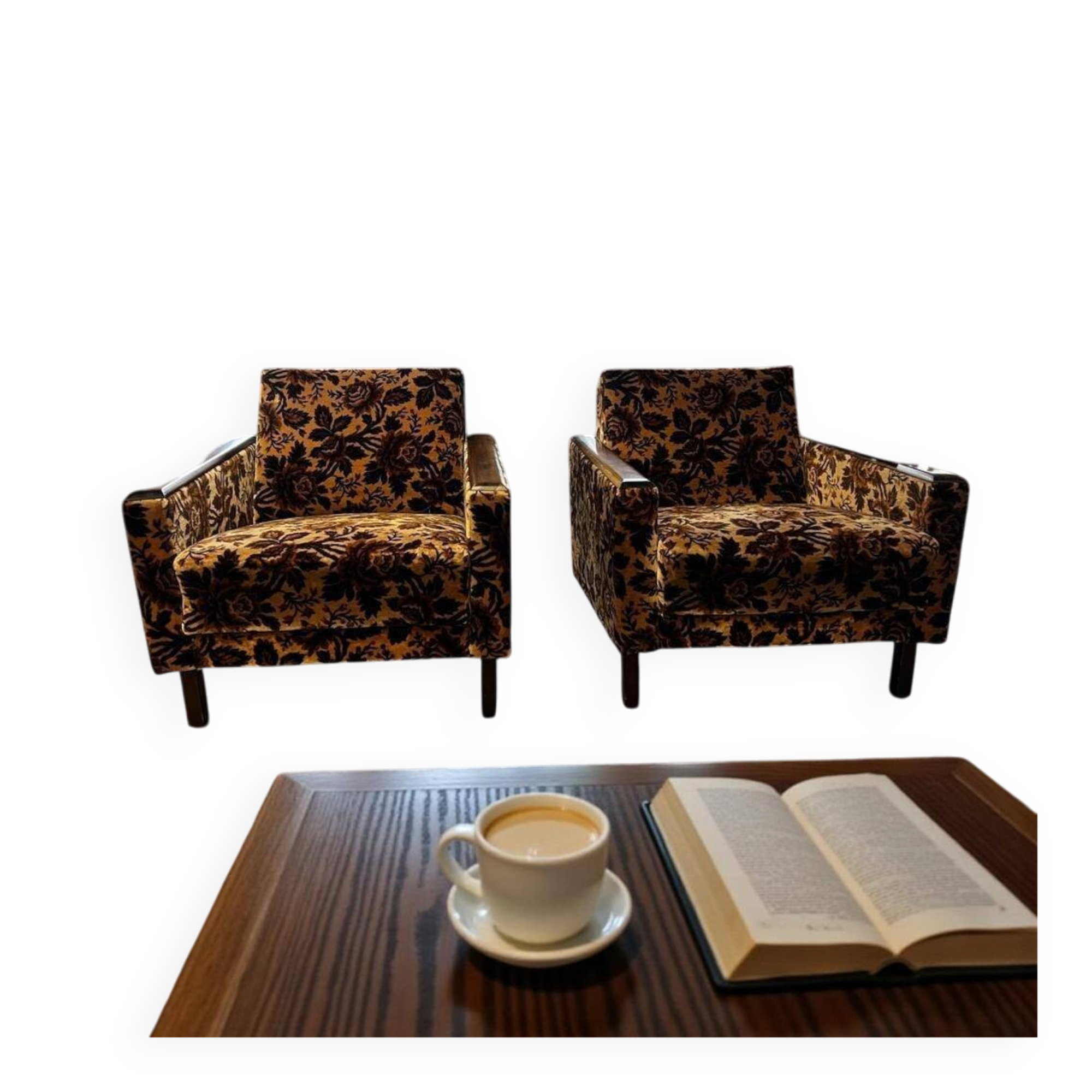 Set of 2 vintage floral armchairs