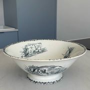 Antique ironware salad bowl, Marine model – Creil et M factory