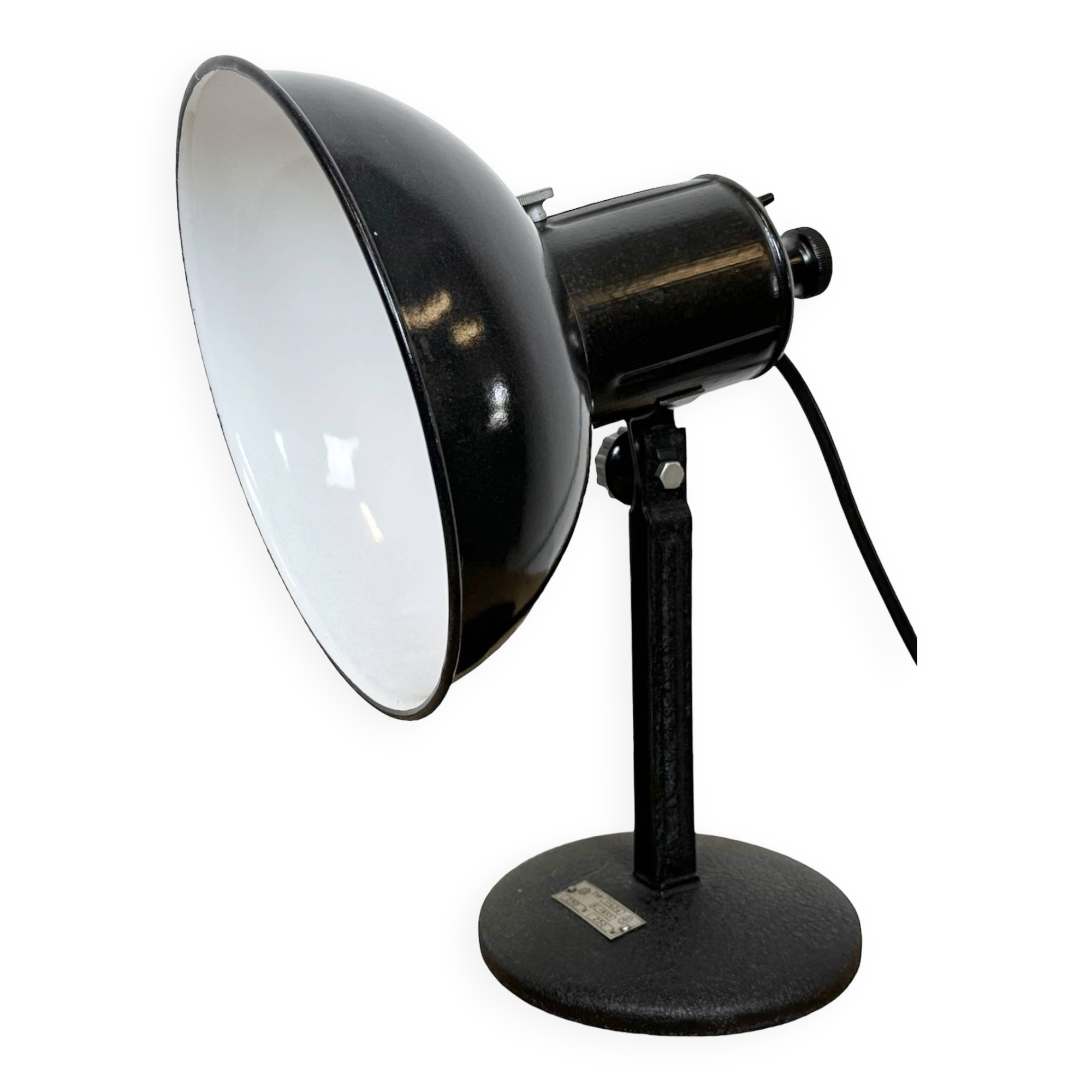 Vintage black enamel table photo lamp, 1950s