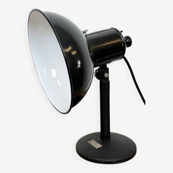 Lampe de table vintage en émail noir, 1950s