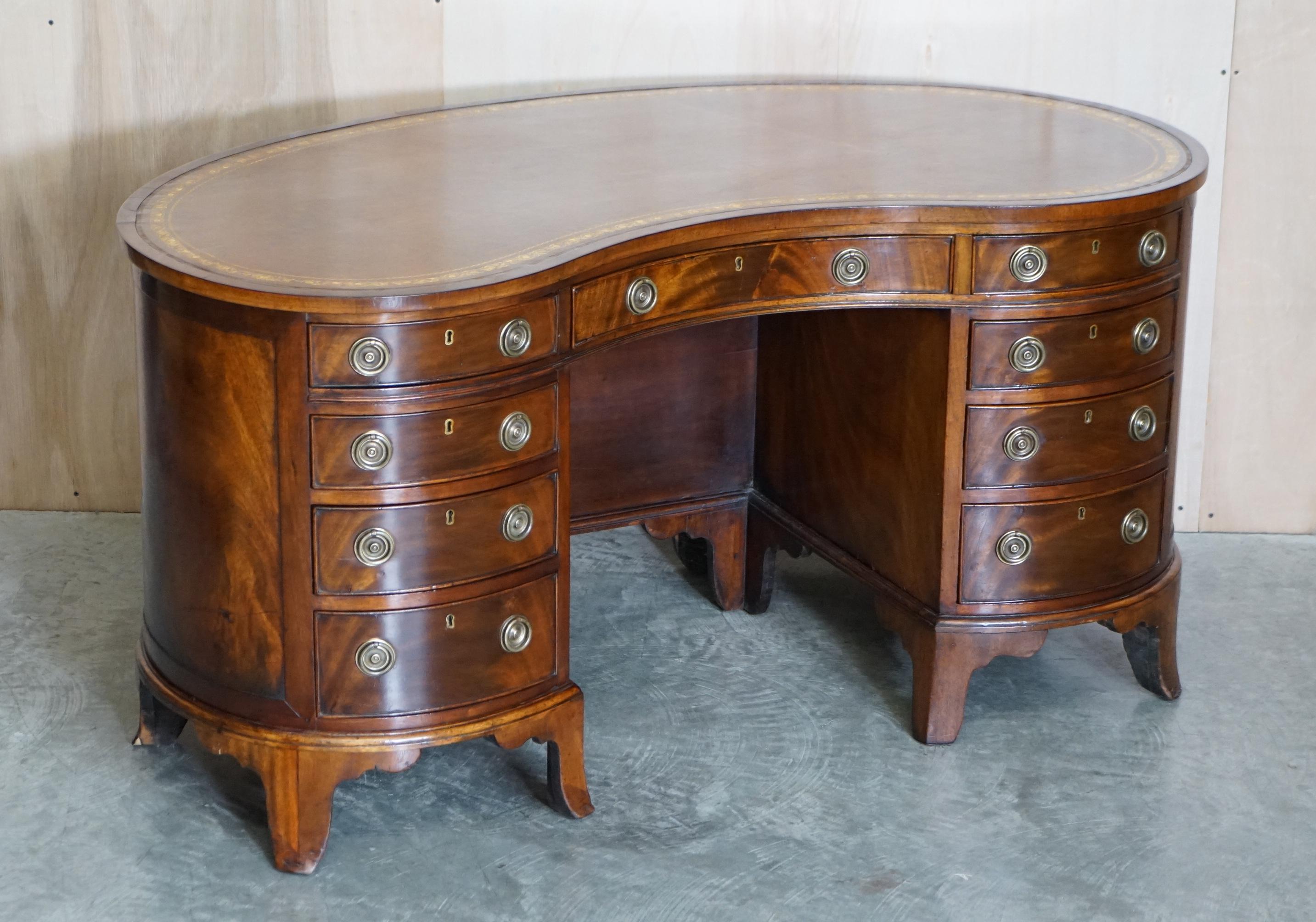 Victorian desk with leather top, restored.