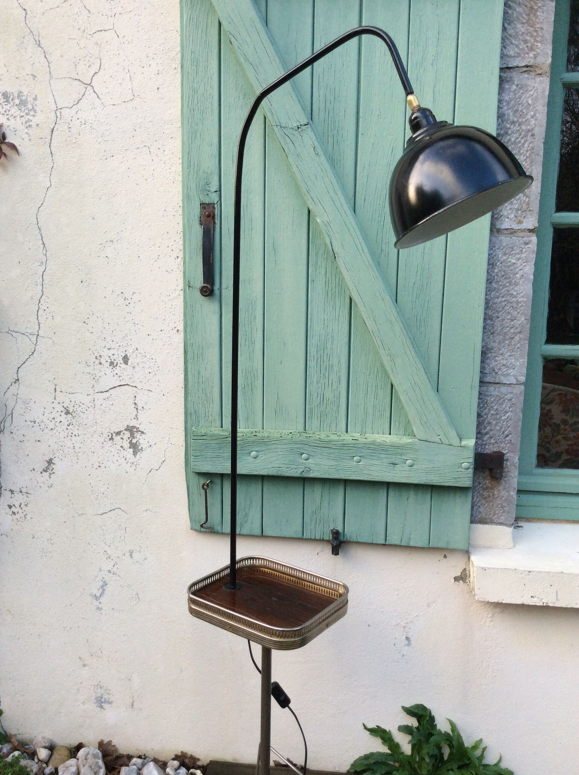 Lampadaire avec tablette vintage