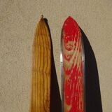 Pair of old wooden skis and metal bindings altiere
