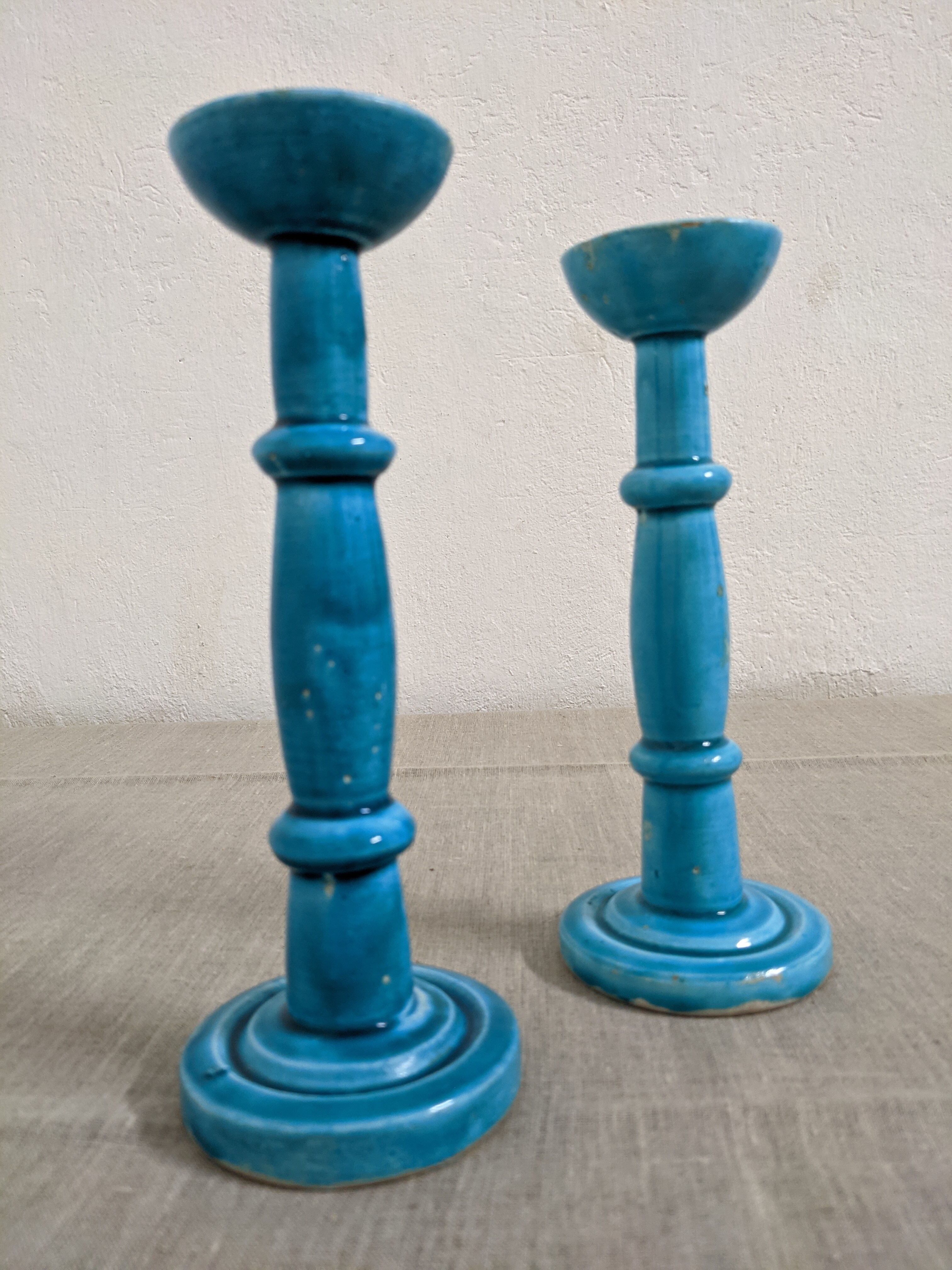 Pair of earthenware candle holders from the 60s/70s