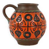 Vase convexe orange rare en poterie d'Allemagne de l'Ouest Wekara 1850-18